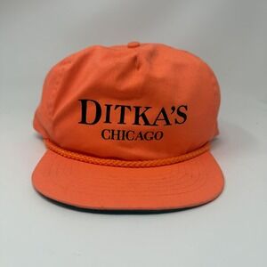 Vintage Ditka's Chicago San Sun Hat Cap Strap Back Mens One Size Orange Rope 90s
